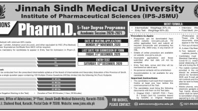 Jinnah Sindh Medical University Karachi JSMU Pharm D Admissions 2026-21 8 Jinnah Sindh Medical University Karachi JSMU Pharm D Admissions 2026-21