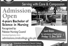 Islamabad Nursing College Admission 2026 Last Date, Application Form