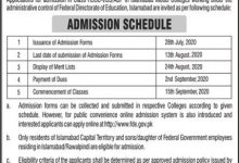 FDE Islamabad Intermediate Admissions 2026 Form Fees Date Schedule