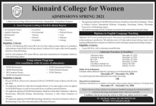 Kinnaird College Admission Spring 2026