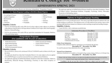 Kinnaird College Admission Spring 2026