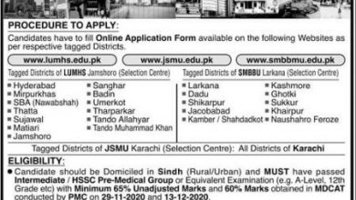 Jinnah Sindh Medical University Admission 2026-21