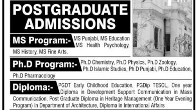 Lahore College For Women University PhD Admissions Spring 2026