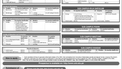 University Of Balochistan Spring Admission 2026