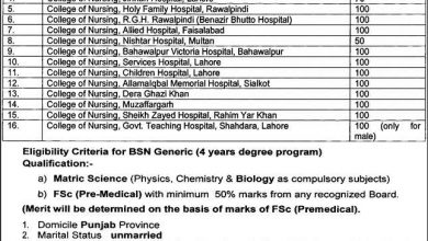BSC Nursing 4 Years Program Admission 2026 In Punjab
