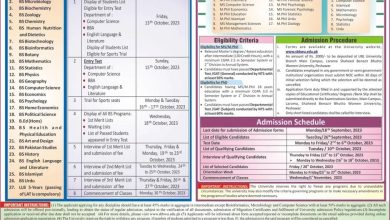 SBBWU Peshawar Admission 2026