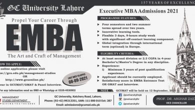 GCU Lahore MBA Executive Admission 2026