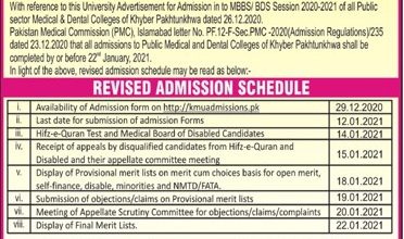 Bannu Medical College Admissions 2026-21