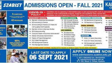 SZABIST Karachi Admission Fall 2026 9 SZABIST Karachi Admission Fall 2026