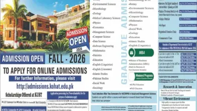 Kohat University KUST Admissions 2026 Spring 24 Kohat University