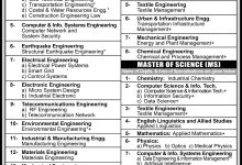 NED University of Engineering Karachi Masters Admission 2026