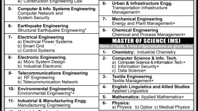 NED University of Engineering Karachi Masters Admission 2026