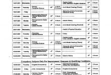 Mardan Board 9th and 10th Class Date Sheet 2026