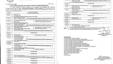 BISE Federal Board 9th Class Date Sheet 2026