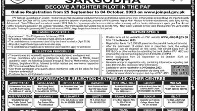 PAF College Sargodha Admission 2026