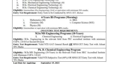 MNS UET Multan Admission 2026 8 MNS UET Multan Admission 2026