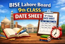BISE Lahore Board 9th Class Date Sheet