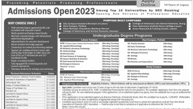 UVAS Undergraduate Admissions 2026 10 UVAS Undergraduate Admissions 2026
