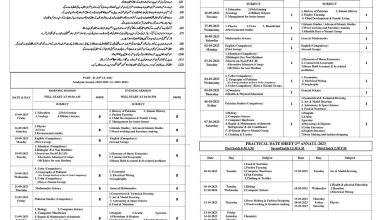 Sargodha Board Matric Supply Date Sheet 2026